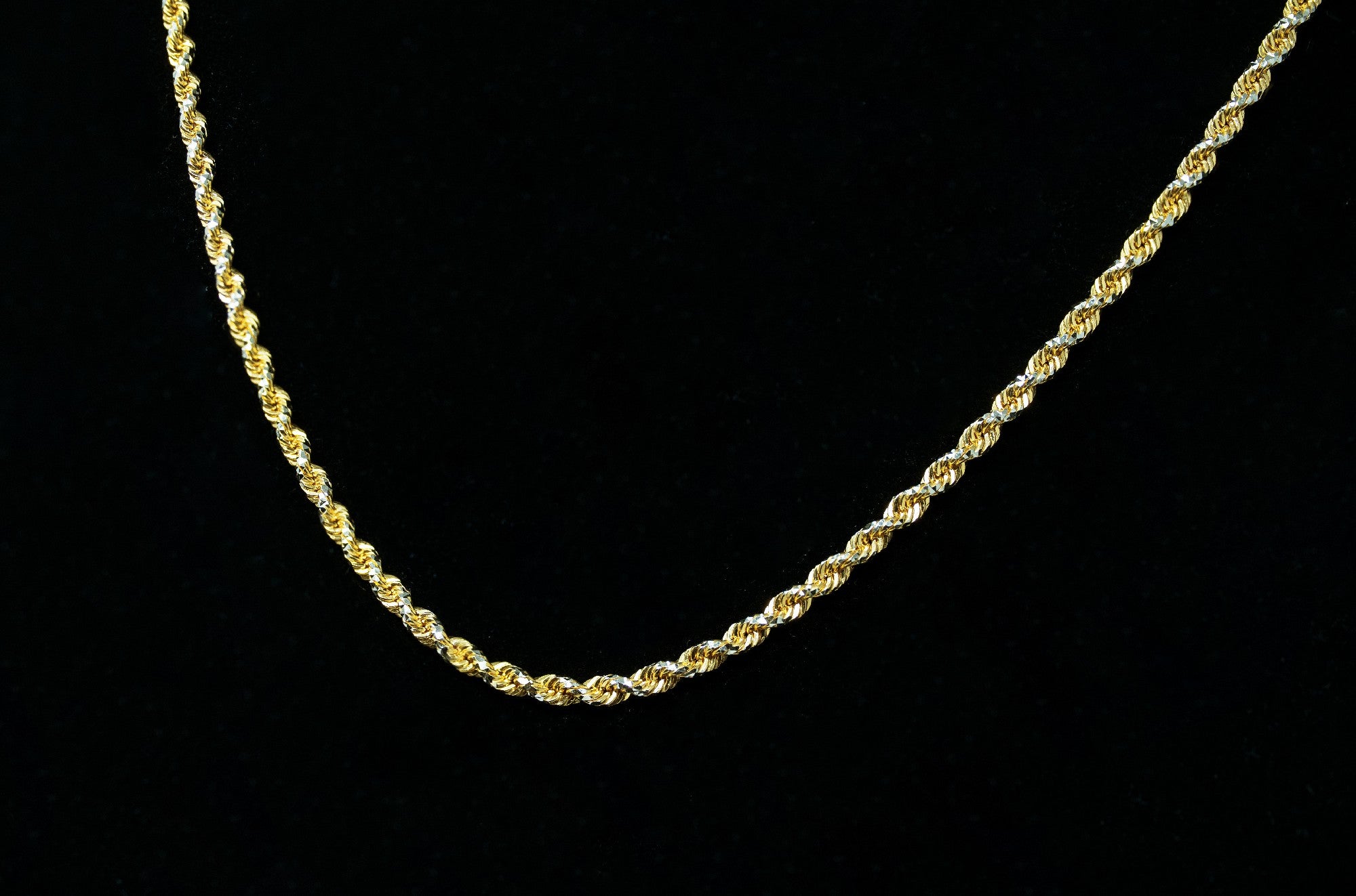 14k Solid Diamond Cut Rope Chain